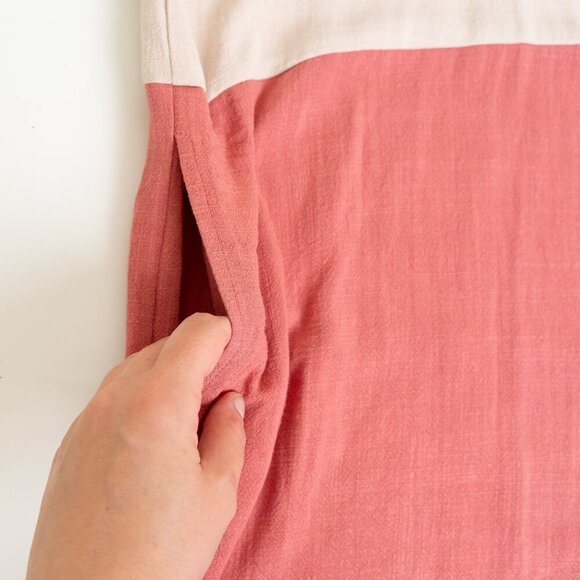 Jackson Rowe Rodina Oversized Color Block Linen Dress Sand / Hibiscus - Picture 9 of 12